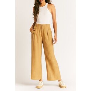 NWT Free People Linen Blend Pink Pinstripe Wide-Leg Trouser Style Pants